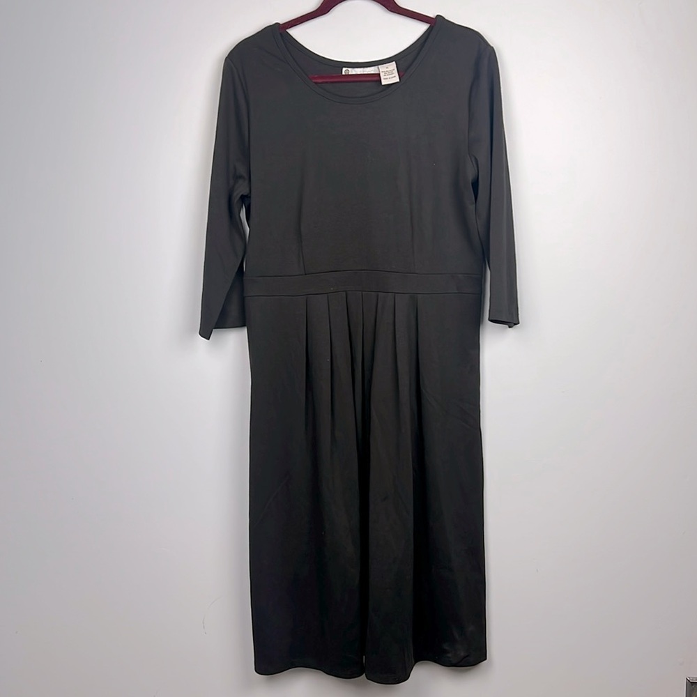 Ella Simone solid black petite large side zip classic dress